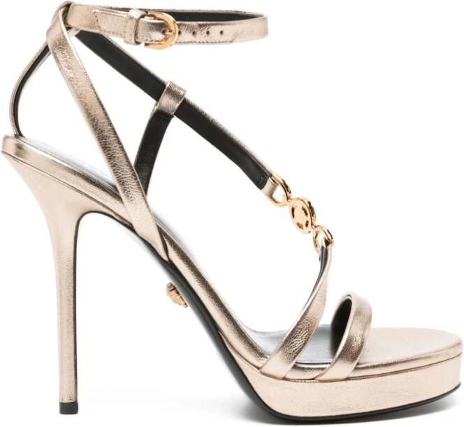 Versace Crystal Medusa 110mm leren sandalen Goud