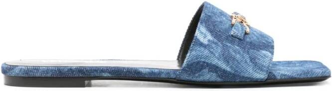 Versace Denim slippers met Medusa-plakkaat Blauw