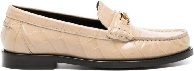 Versace Famed loafers met krokodillen-reliëf Beige