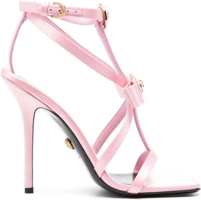 Versace Gianni Ribbon satijnen gekooide sandalen Roze