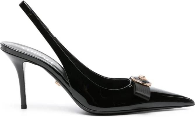 Versace Gianni Ribbon slingback pumps met lint Zwart