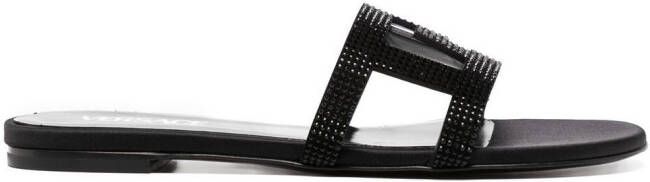 Versace Greca Maze sandalen met kristal Zwart