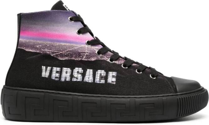 Versace Hills Greca high-top sneakers Zwart