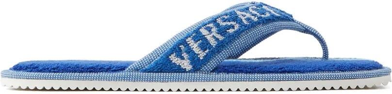 Versace Home Badstof sandalen met geborduurd logo Blauw