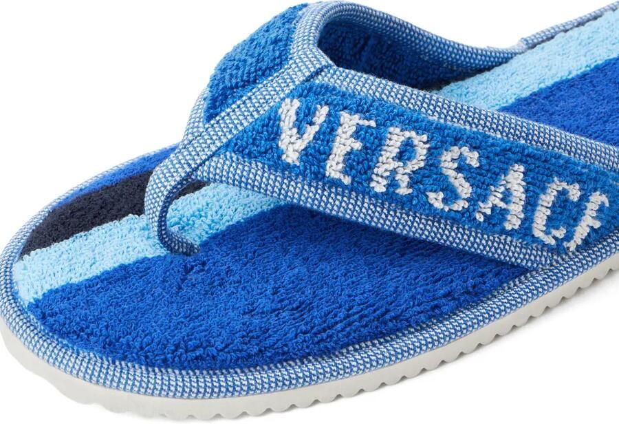 Versace Home Badstof sandalen met geborduurd logo Blauw - Foto 4