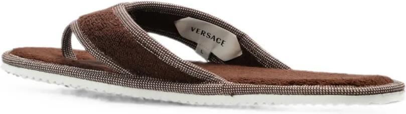 Versace Home Badstof teenslippers met geborduurd logo Bruin - Foto 4