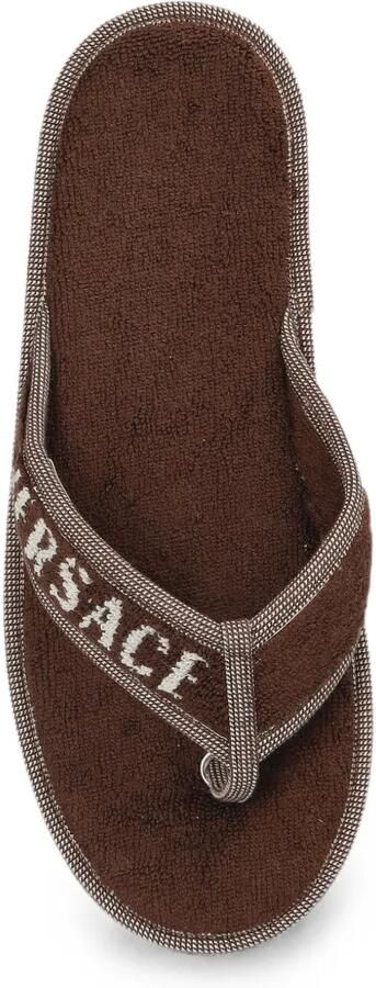 Versace Home Badstof teenslippers met geborduurd logo Bruin - Foto 3