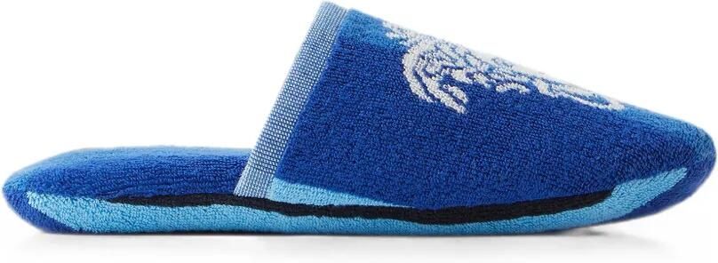 Versace Home Gestreepte katoenen badstof jacquard slippers Blauw