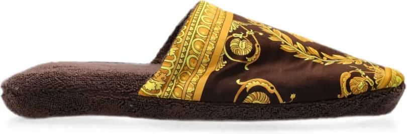 Versace Home Slippers met Barocco-print Bruin