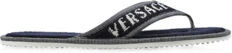 Versace Home Slippers met geborduurd logo Blauw