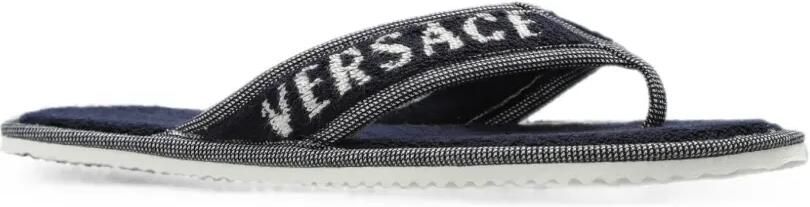 Versace Home Slippers met geborduurd logo Blauw - Foto 5