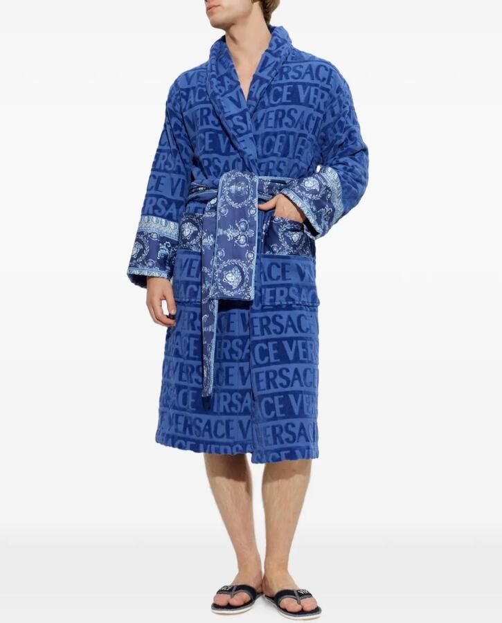 Versace Home Slippers met geborduurd logo Blauw - Foto 2