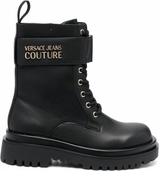 Versace Jeans Couture Combat boots met logo Zwart