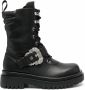 Versace Jeans Couture Drew combat boots met barokgesp Zwart - Thumbnail 1