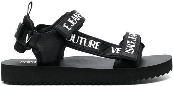Versace Jeans Couture Sandalen met logoprint Zwart