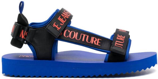Versace Jeans Couture Slippers met logoprint Zwart