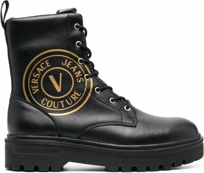 Versace Jeans Couture Combat boots met logoprint Zwart