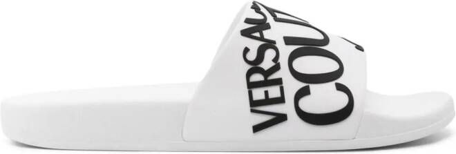 Versace Jeans Couture Slippers met geborduurd logo Wit