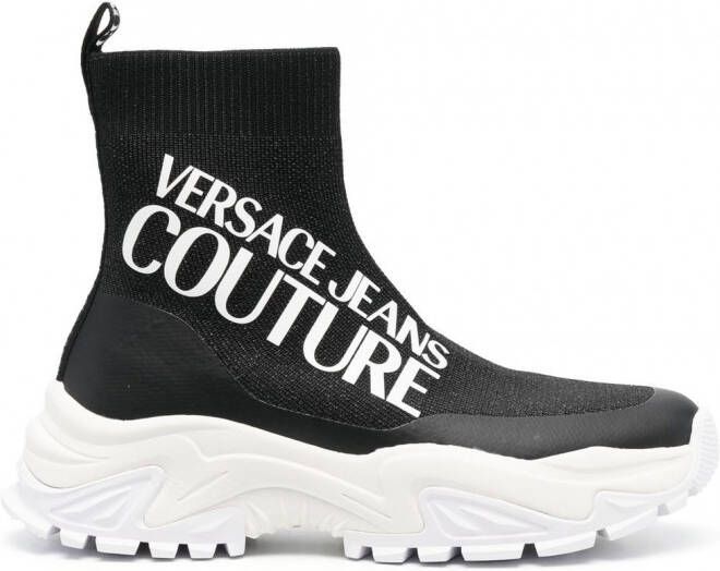 Versace Jeans Couture Soksneakers met logoprint Zwart