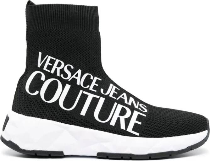 Versace Jeans Couture Soksneakers met logoprint Zwart