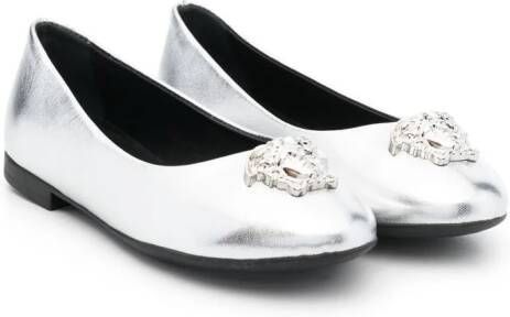 Versace Kids Ballerina's met leren zool Zilver