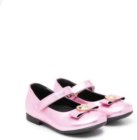 Versace Kids Ballerina's met metallic-effect en Medusa-plakkaat Roze