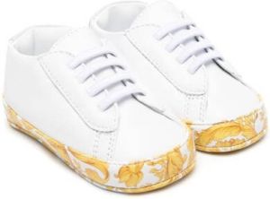 Versace Kids baroque-print lace-up sneakers Wit