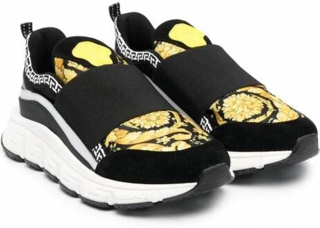 Versace Kids Baroque slip-on sneakers Zwart