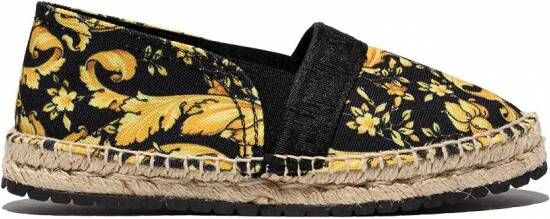 Versace Kids Espadrilles met Barocco print Zwart