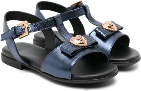 Versace Kids Gelamineerde sandalen met Medusa plakkaat Blauw