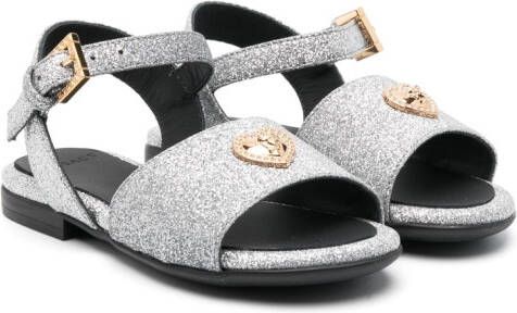Versace Kids Medusa sandalen met glitter Zilver