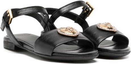 Versace Kids Sandalen met logoplakkaat Zwart