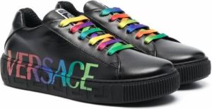 Versace Kids Sneakers met logoprint Zwart