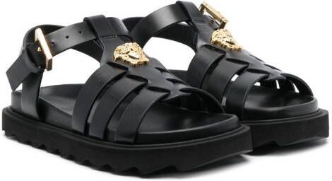 Versace Kids Sandalen met Medusa plakkaat Zwart