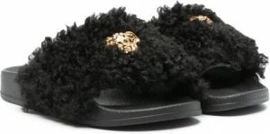 Versace Kids Medusa sandalen van imitatiebont Zwart