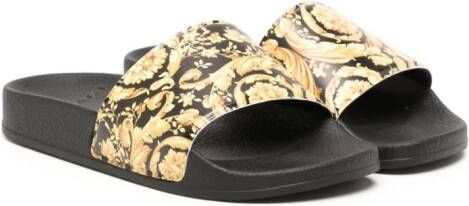 Versace Kids Slip-on slippers Zwart