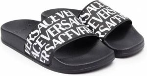 Versace Kids Slippers met logo Zwart