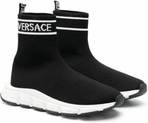 Versace Kids Soksneakers met logo Zwart