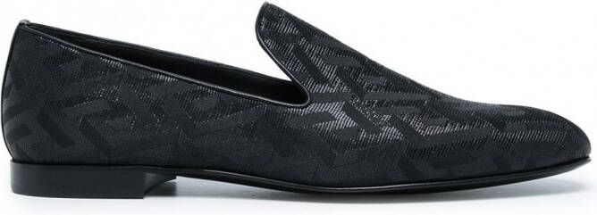 Versace La Greca slippers met jacquard Zwart