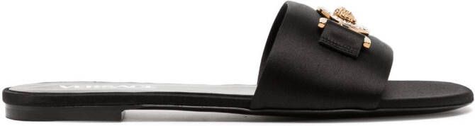 Versace Medusa 1995 satijnen sandalen Zwart