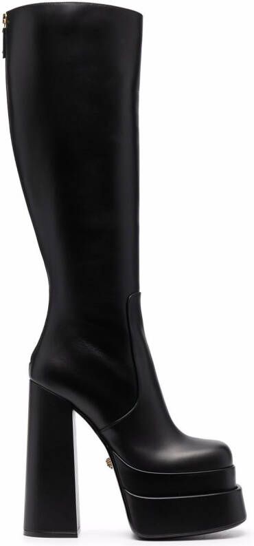Versace Leren laarzen Zwart