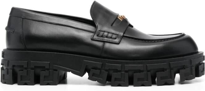Versace Leren loafers Zwart