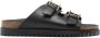Versace Leren slippers met gegraveerd logo Zwart - Thumbnail 1