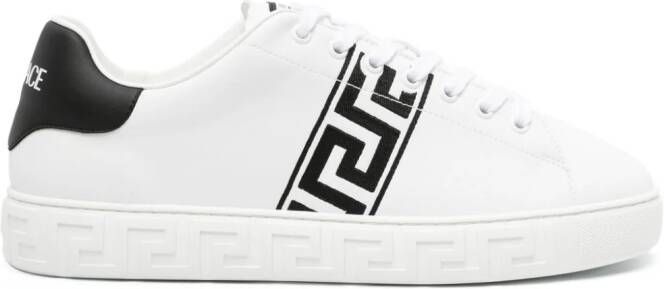 Versace Leren sneakers met Greca borduurwerk Wit