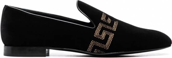 Versace Loafers met borduurwerk Zwart