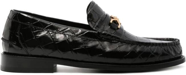 Versace Loafers met krokodillen-reliëf Zwart