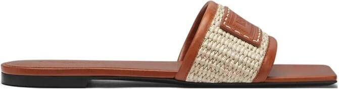 Versace Theia Barocco raffia slippers Bruin