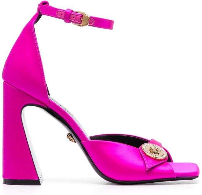 Versace Medusa 110mm satijnen sandalen Roze