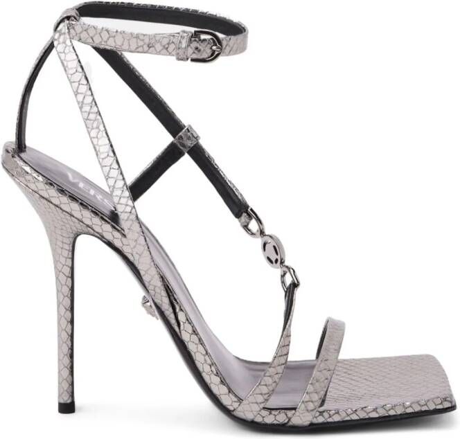 Versace Medusa '95 115mm lakleren sandalen Zilver