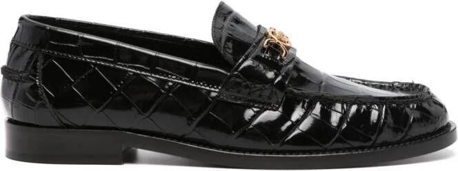 Versace Famed loafers met krokodillen-reliëf Zwart